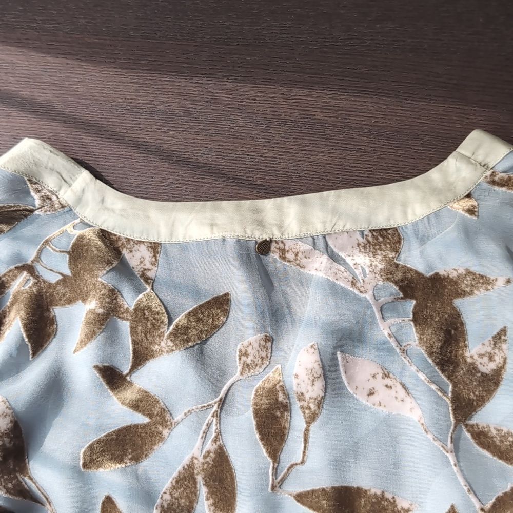 Nile (Swiss Brand) Silk Floral Burnout Velvet  Grey Blue Size M - Picture 8 of 14